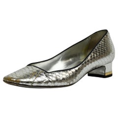 Dolce & Gabbana Silver - Tacchi bassi in pelle di serpente  Taglia 6,5 US