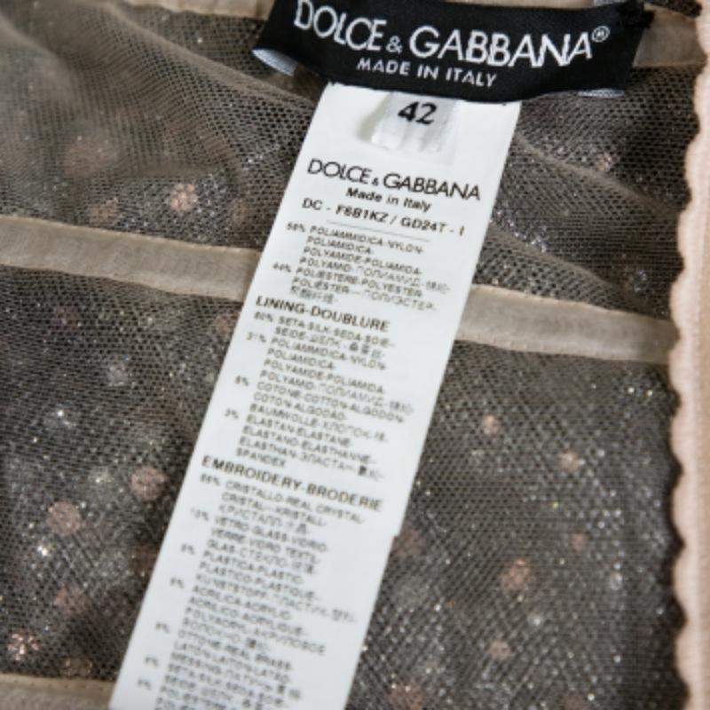 Dolce & Gabbana Silver Tulle Crystal Embellished Mermaid Evening Gown M For Sale 1
