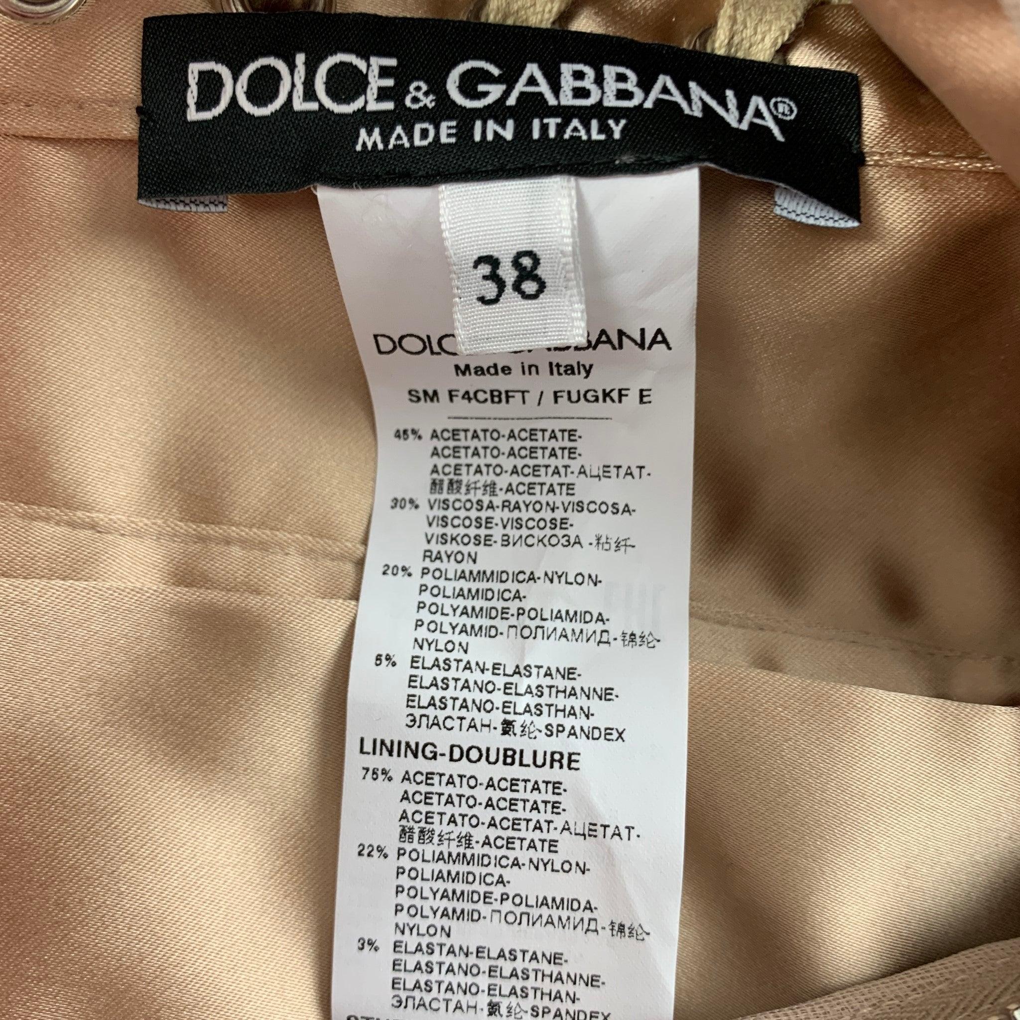 Women's DOLCE & GABBANA Size 0 Nude Acetate Blend Fitted Mini Skirt
