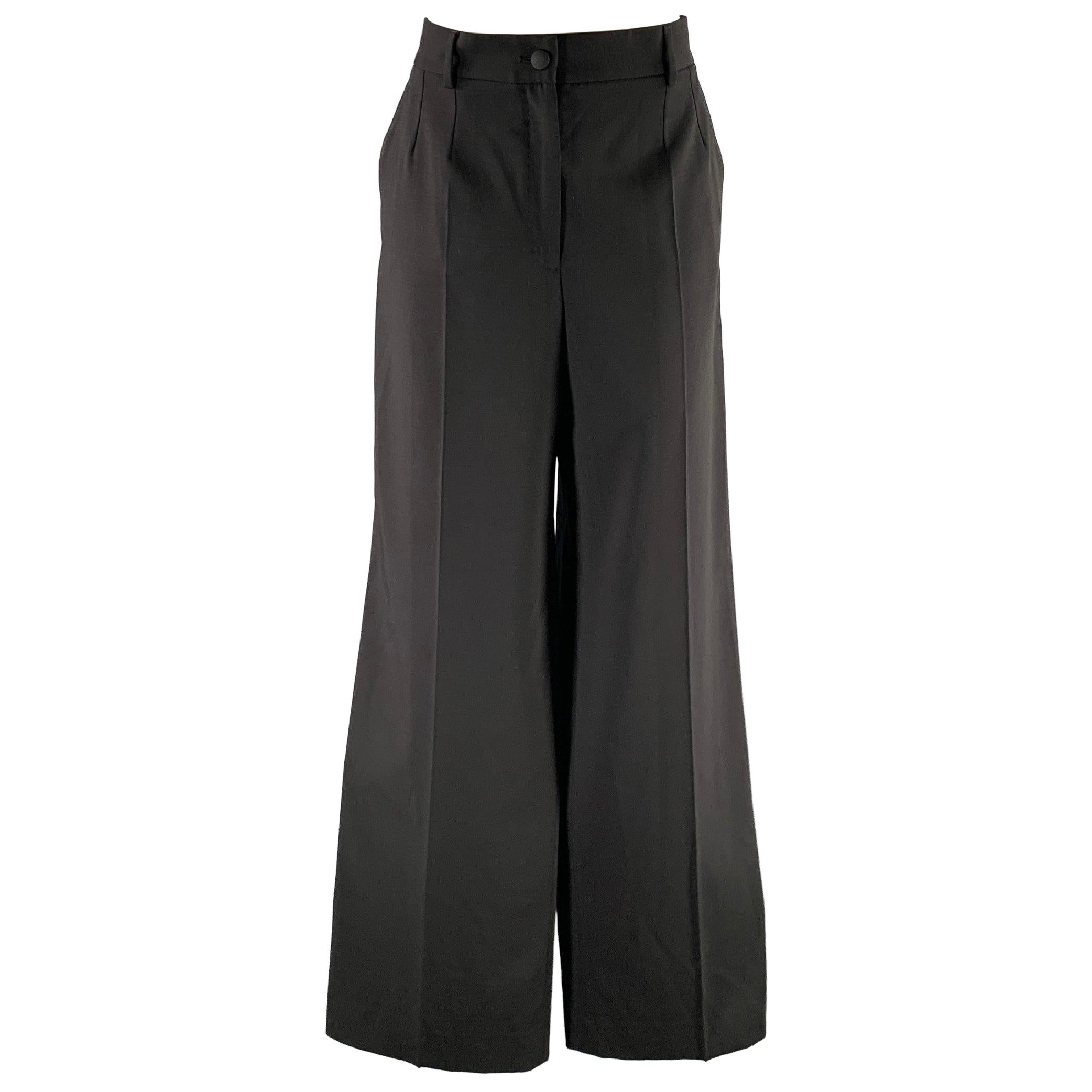 DOLCE & GABBANA Größe 10 Schwarz Wolle Hose Schnitt Hose