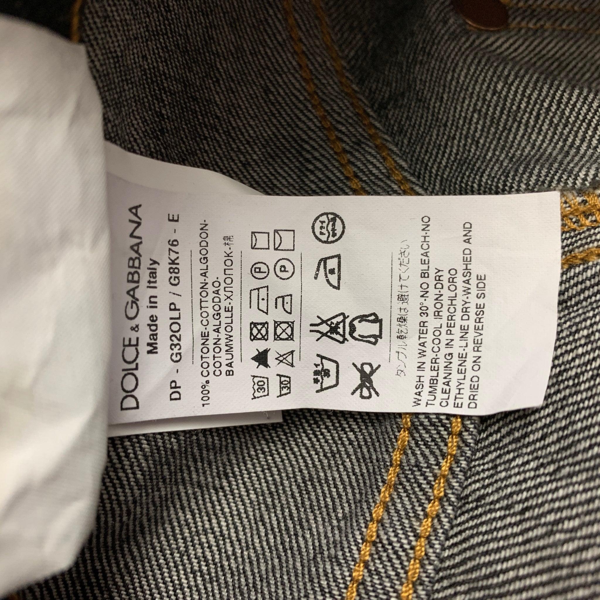 DOLCE & GABBANA Size 10 Grey Cotton Distressed Jeans In Good Condition For Sale In San Francisco, CA