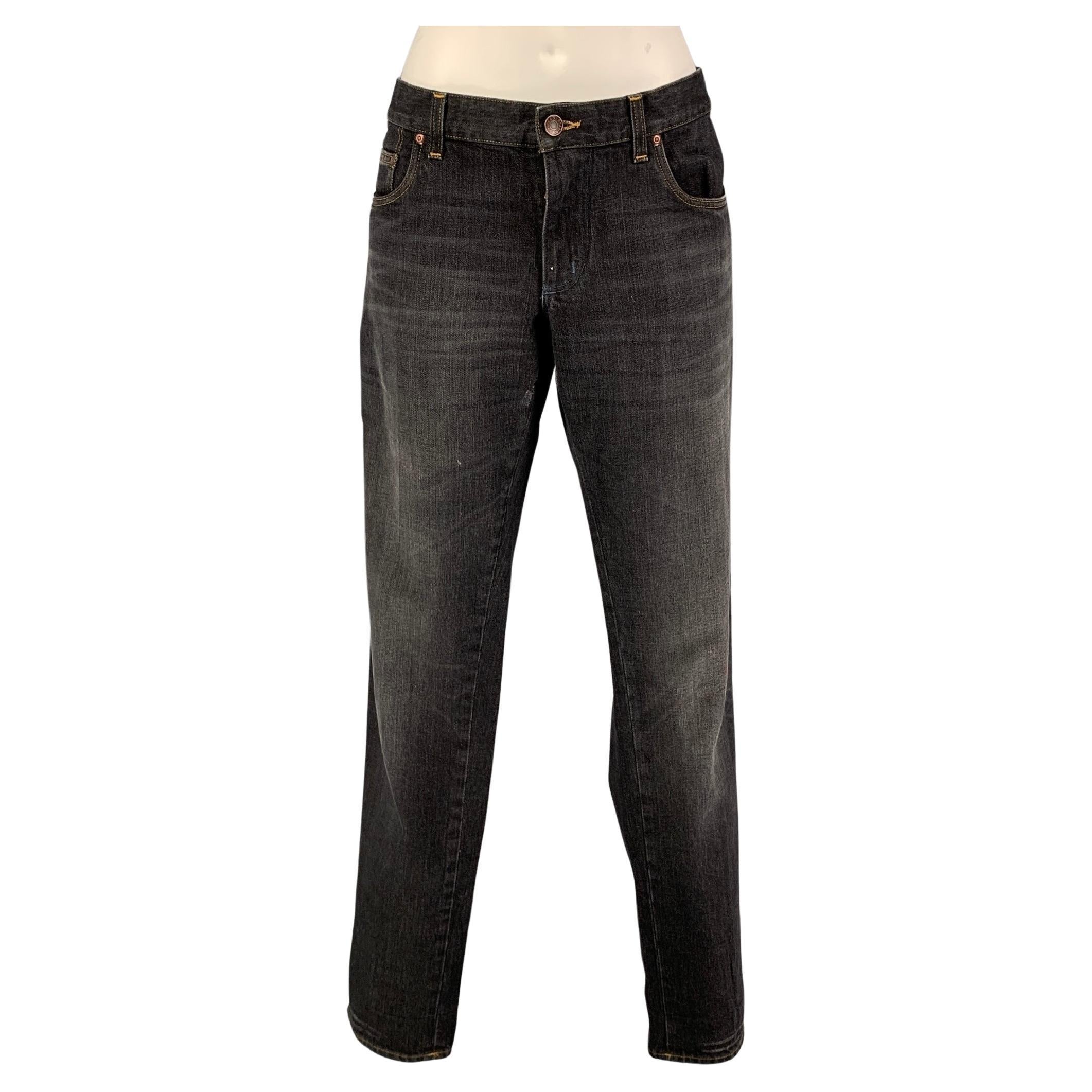 DOLCE & GABBANA Size 10 Grey Cotton Distressed Jeans