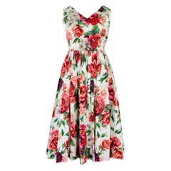 DOLCE 
GABBANA Size 10 Multi Color Floral V-Neck Dress