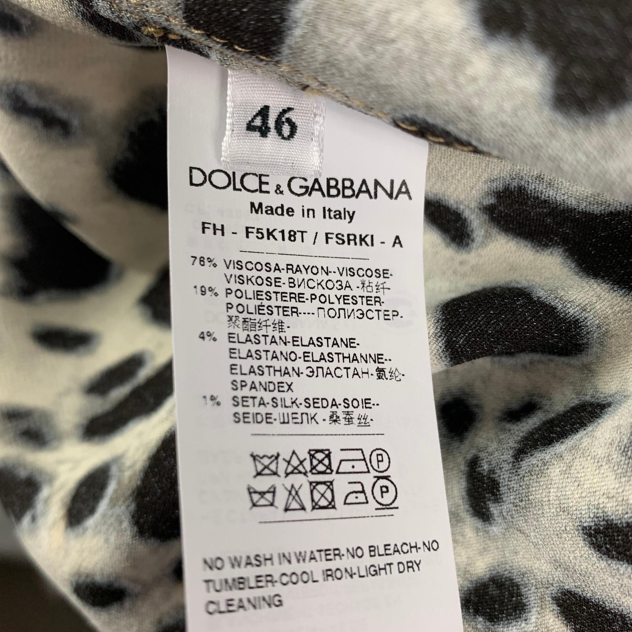 DOLCE & GABBANA Size 10 Tan Brown Viscose Blend Animal Print Shirt In Excellent Condition In San Francisco, CA