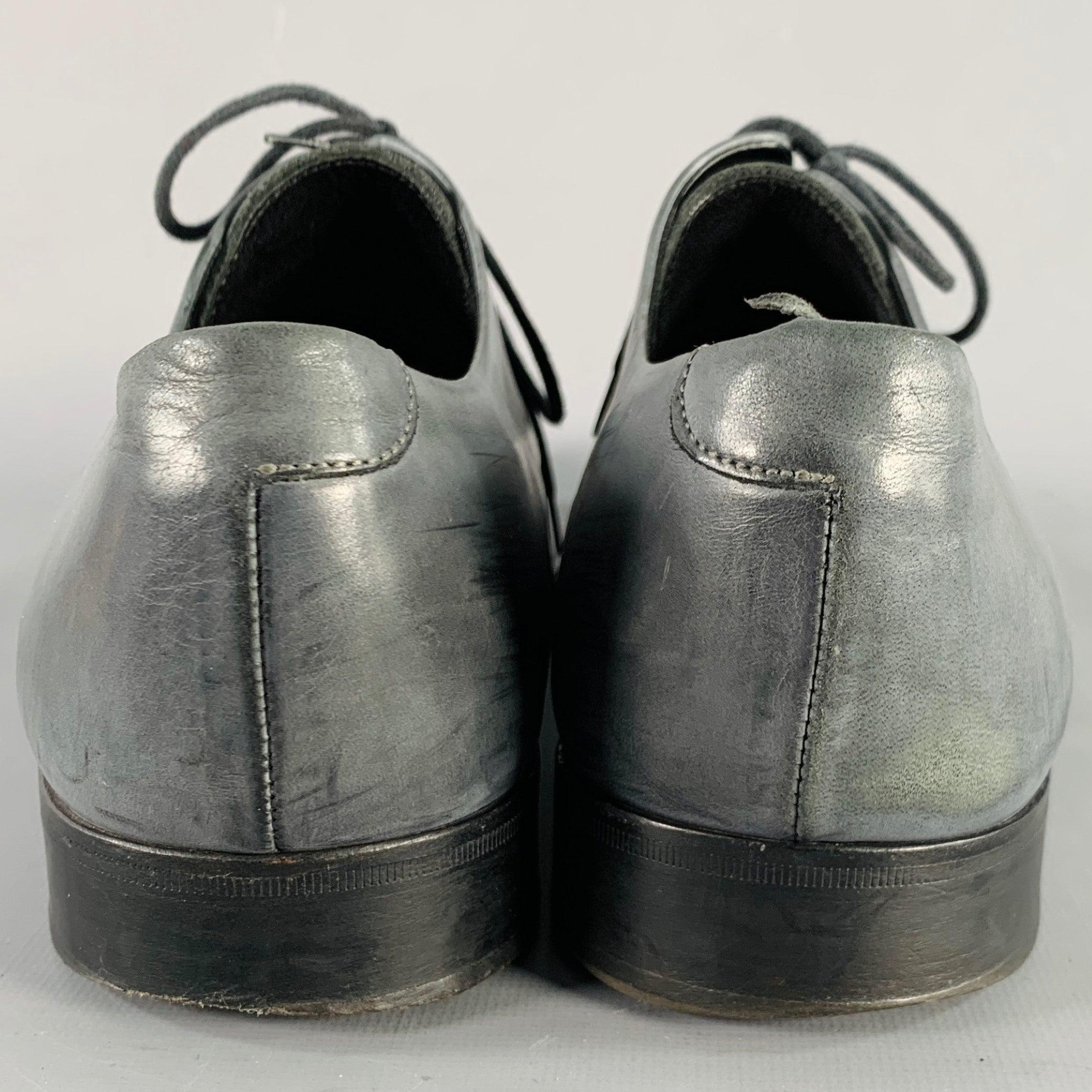 Gray DOLCE & GABBANA Size 10.5 Grey Leather Derby Lace-Up Shoes For Sale