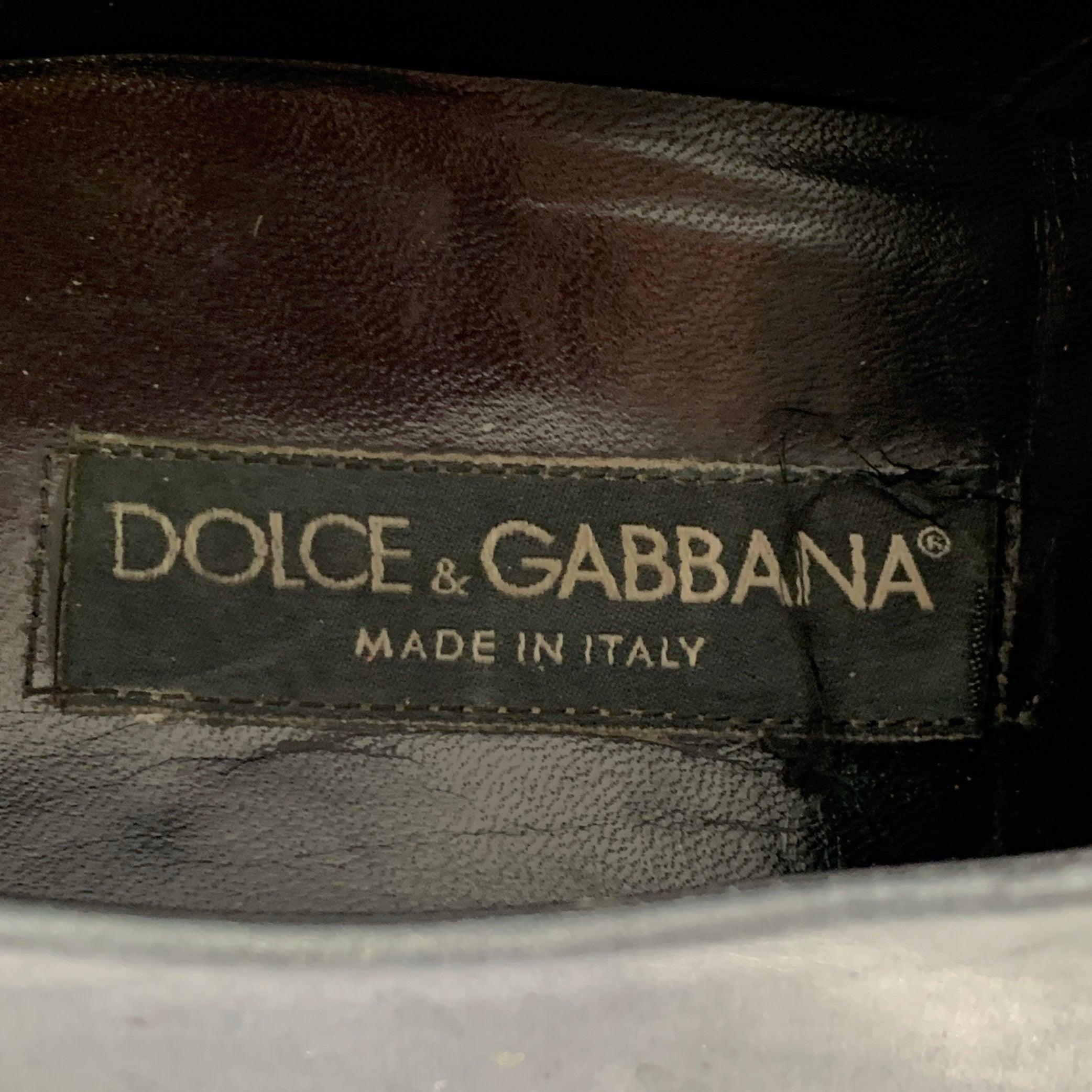 DOLCE & GABBANA Size 10.5 Grey Leather Derby Lace-Up Shoes For Sale 2