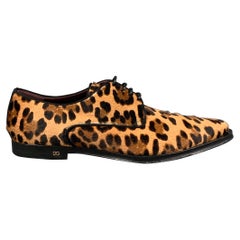 DOLCE & GABBANA Size 10.5 Tan Brown Leopard Print Leather Lace Up Shoes