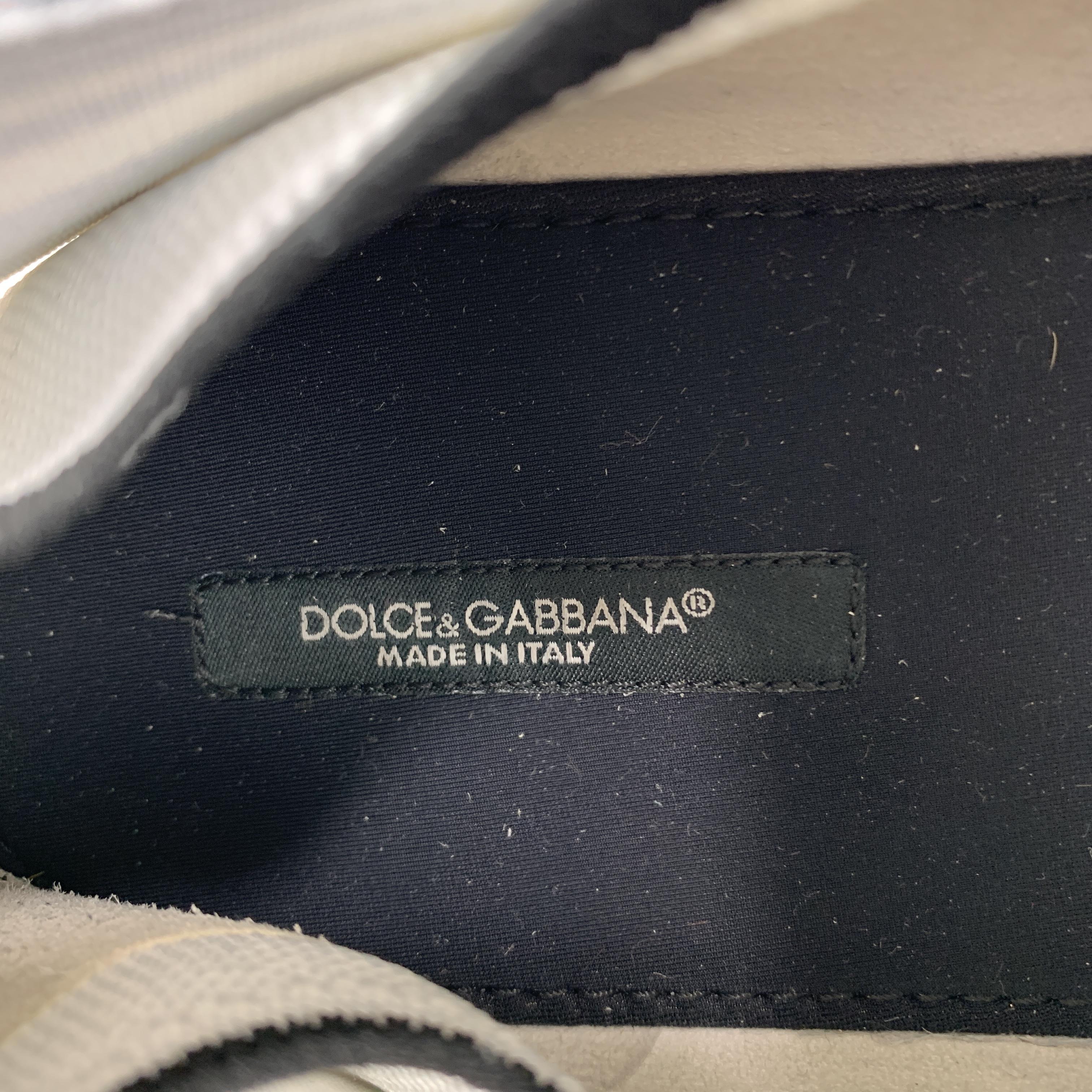Men's DOLCE & GABBANA Size 10White & Black Logo Tape Knit Sorrento Sneakers