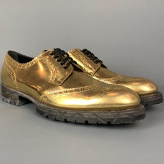 DOLCE & GABBANA Size 11 Gold Metallic Leather Lace Up Shoes