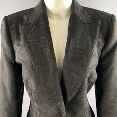 DOLCE & GABBANA Taglia 12 Blazer Jaquard Floreale in misto poliestere nero