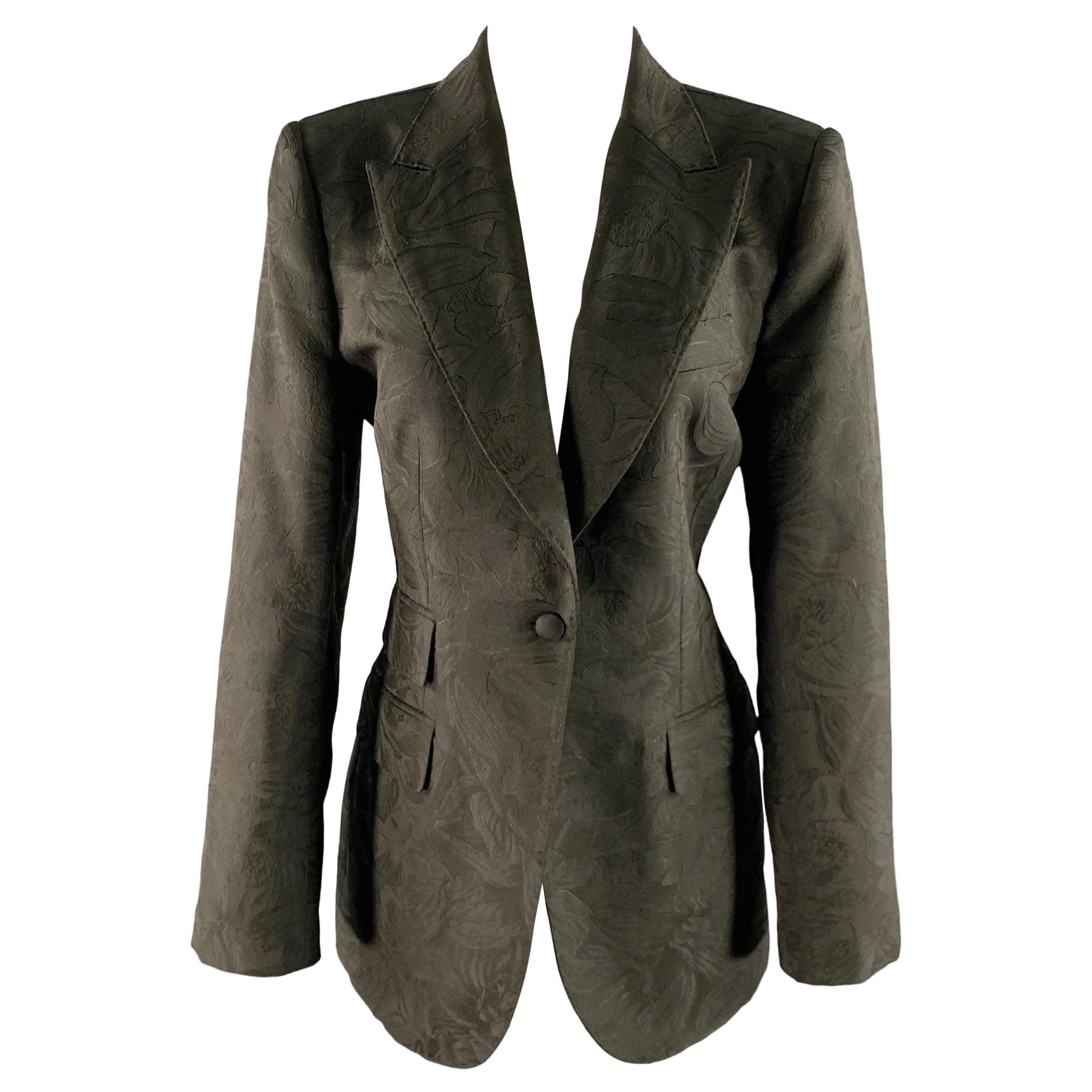 DOLCE & GABBANA Größe 12 Schwarz Polyestermischung Floral Jaquard Blazer