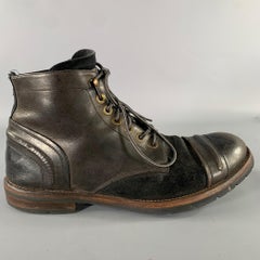 DOLCE & GABBANA Size 12 Brown Black Wingtip Leather Hike Boots