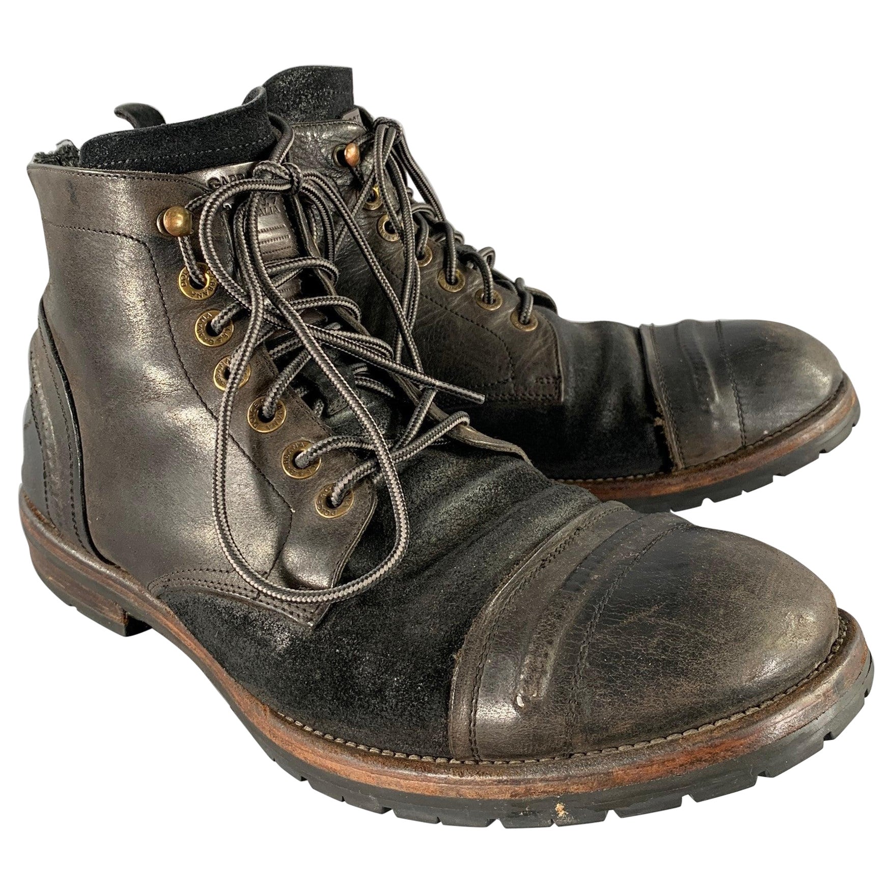 Dolce & Gabbana Size 12 Brown Black Wingtip Leather Hike Boots