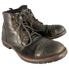 DOLCE & GABBANA Size 12 Brown Black Wingtip Leather Hike Boots