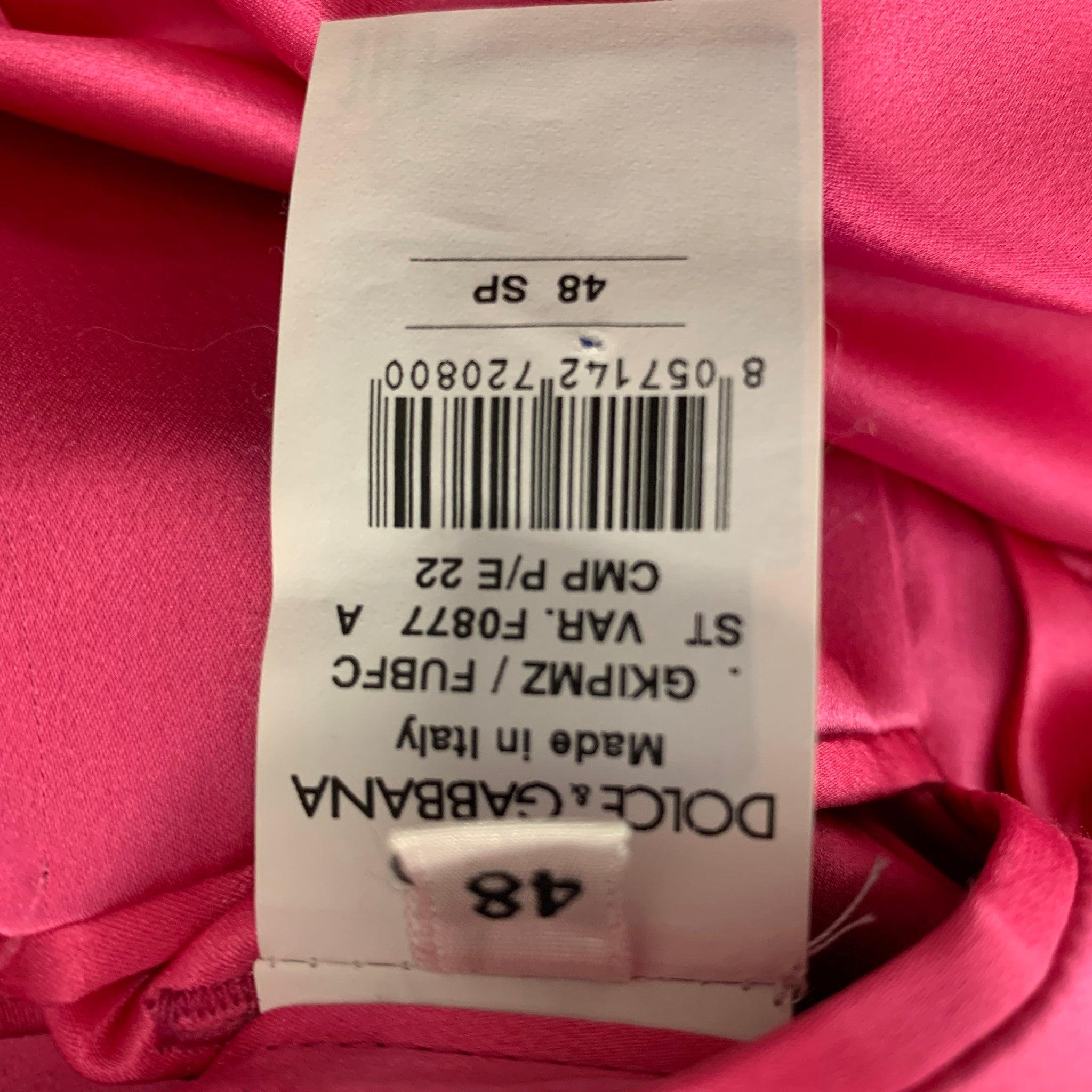 DOLCE & GABBANA Size 12 Pink Navy Gold Wool Beaded Peak Lapel Pants Suit 6