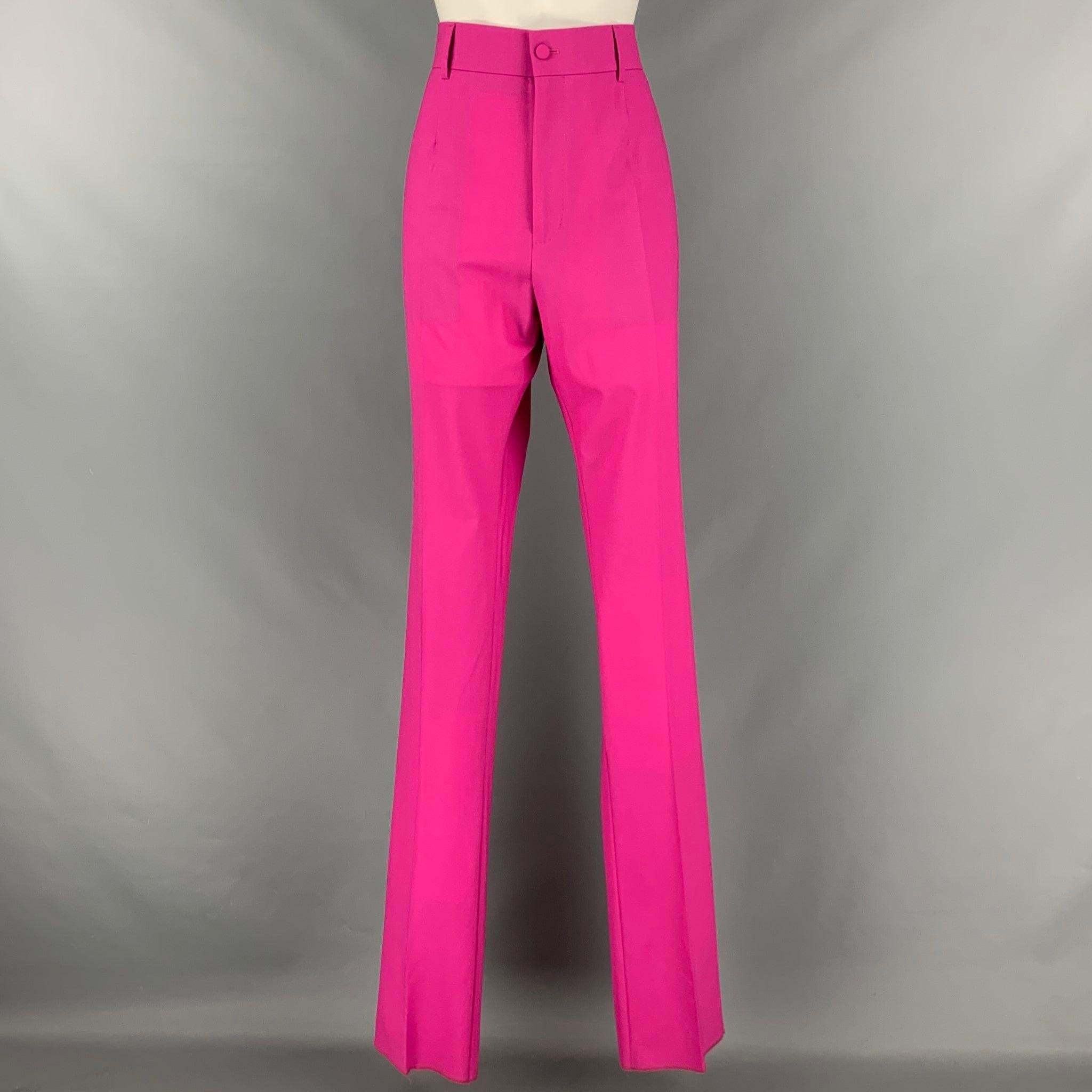 DOLCE & GABBANA Size 12 Pink Navy Gold Wool Beaded Peak Lapel Pants Suit 3