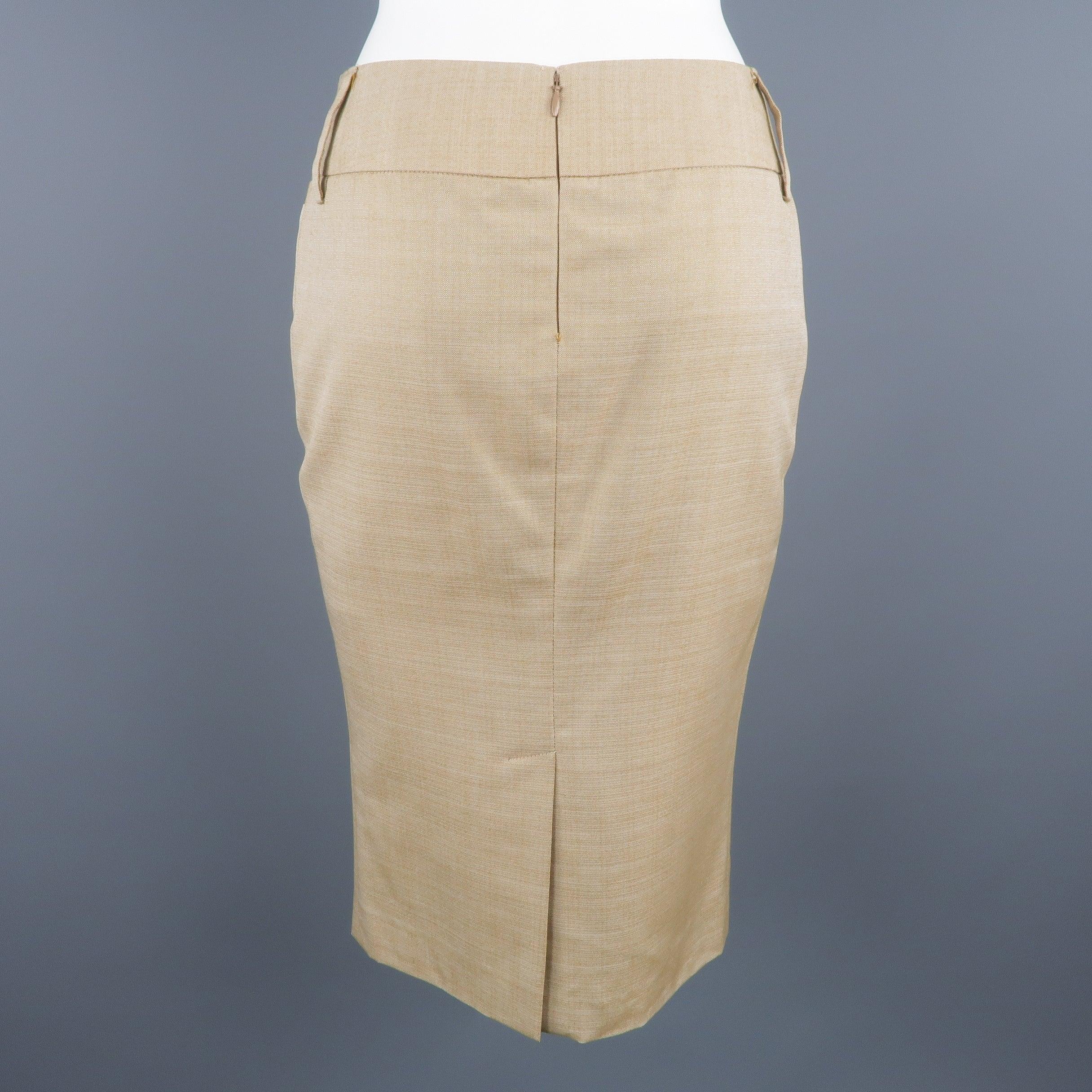 DOLCE & GABBANA Size 2 Beige Silk Pencil Skirt For Sale 1