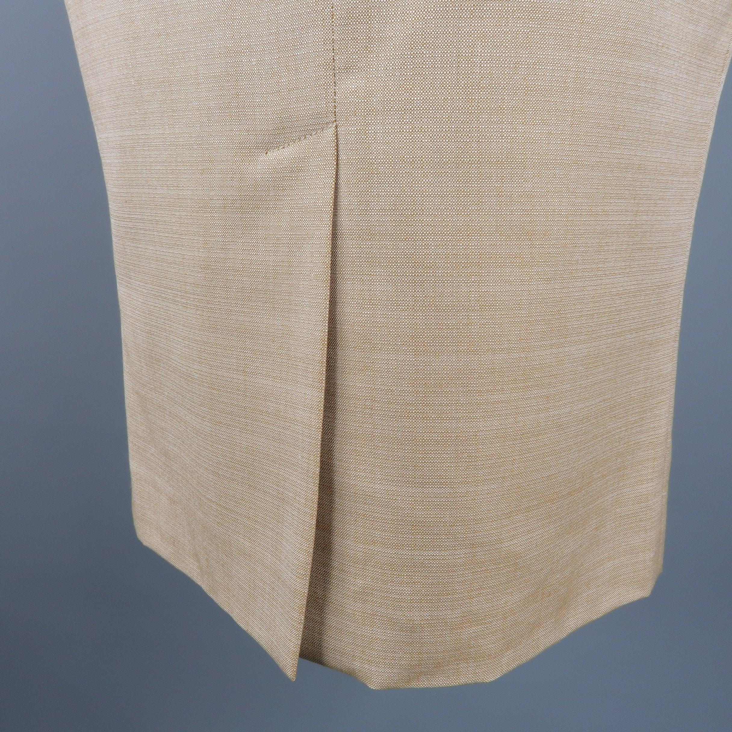 DOLCE & GABBANA Size 2 Beige Silk Pencil Skirt For Sale 3