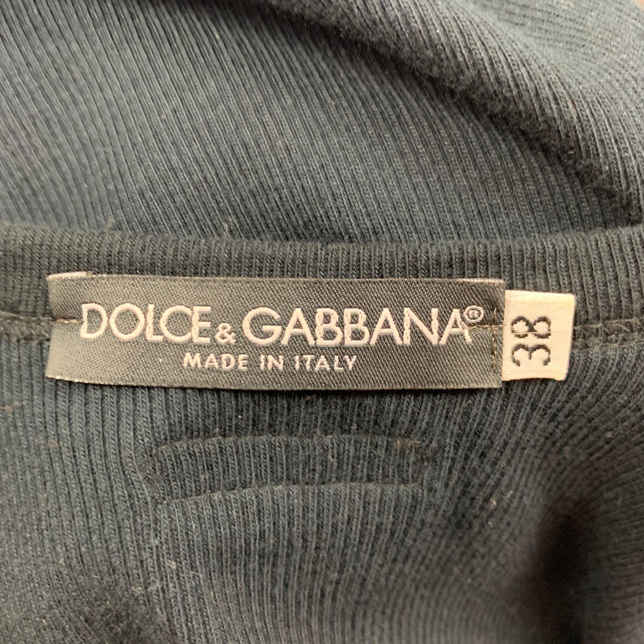 DOLCE & GABBANA Size 2 Black Cotton Blend Camisole Top For Sale 1