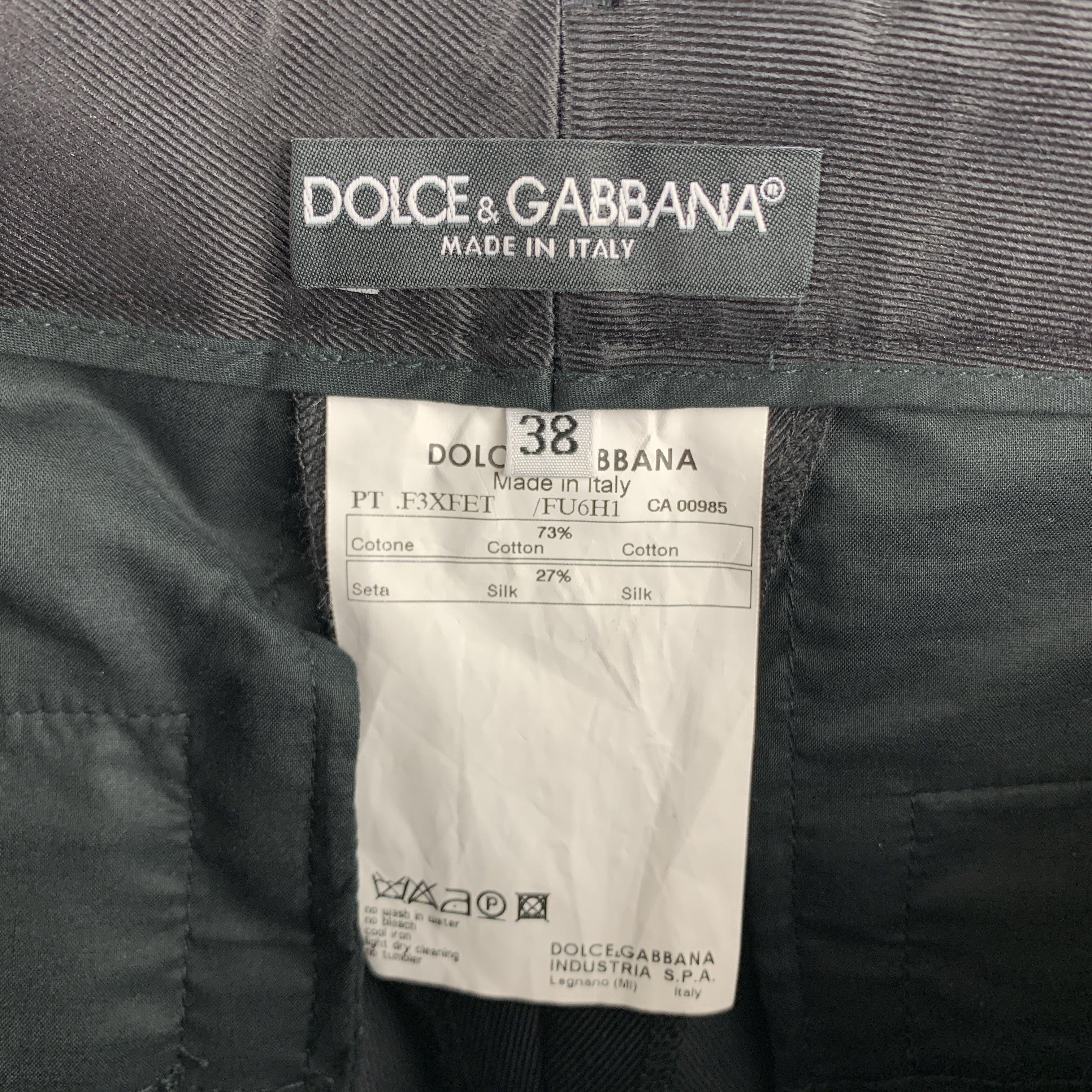 DOLCE & GABBANA Size 2 Black Cotton / Silk Dress Pants For Sale 1