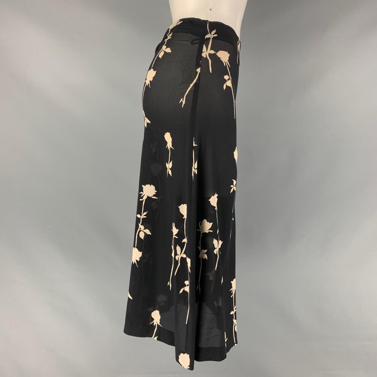 Dolce & Gabbana Black Floral Jacquard Silk A-Line Skirt
