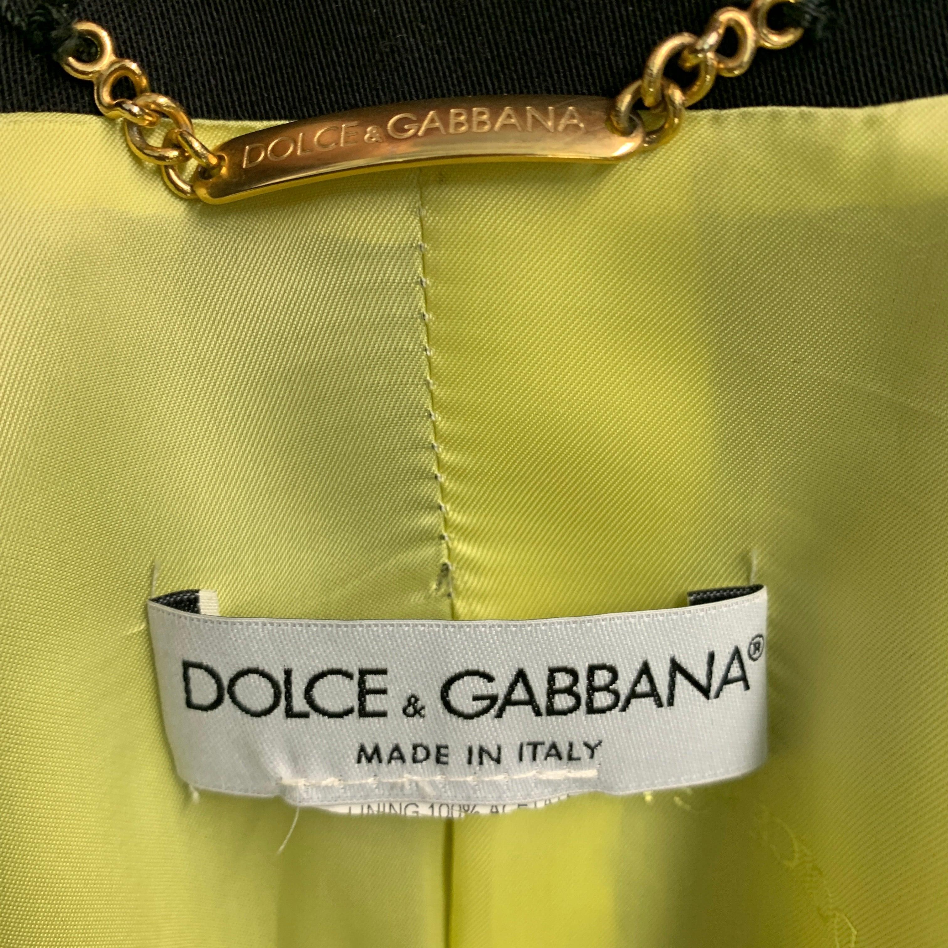 DOLCE & GABBANA Size 2 Black Wool Blend Single breasted Blazer For Sale 1