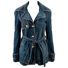 DOLCE 
GABBANA Size 2 Blue Indigo Denim Belted Jacket