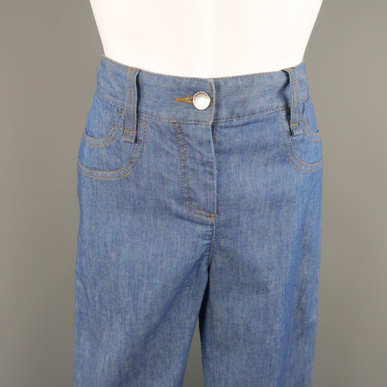 DOLCE and GABBANA Size 2 Blue Stretch Cotton Retro Style Jeans at 1stDibs