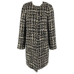 DOLCE & GABBANA Cappotto senza colletto in misto lana grigio nero bianco taglia 2