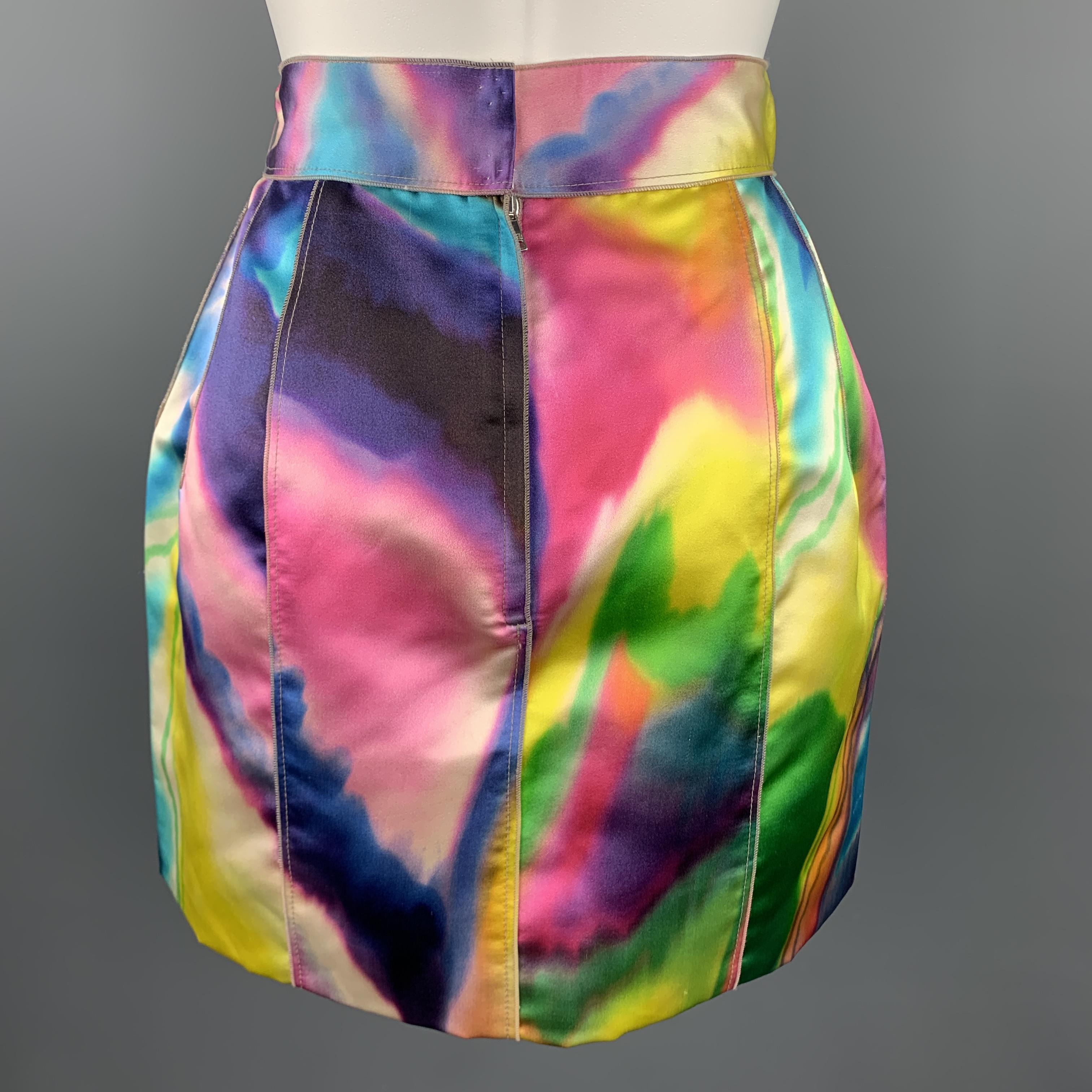 DOLCE & GABBANA Size 2 Multi-Color Print Silk Mini Skirt In New Condition In San Francisco, CA