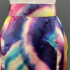 DOLCE & GABBANA Size 2 Multi-Color Watercolor Silk Satin Skirt