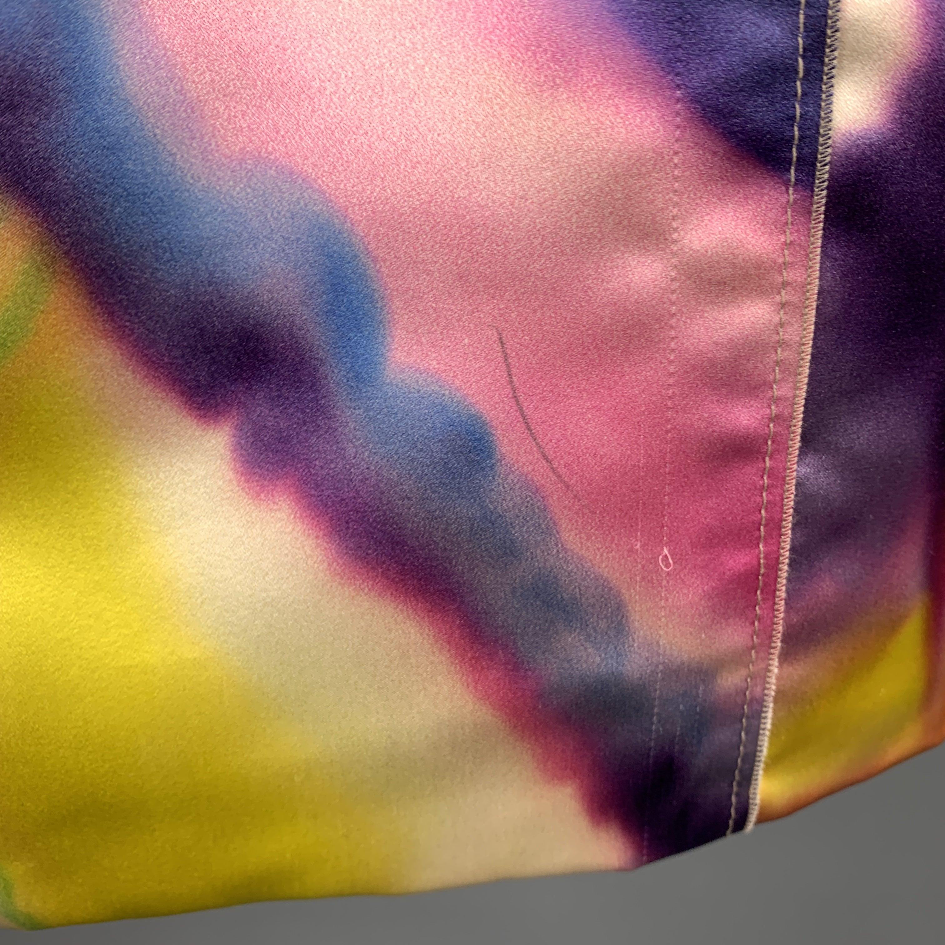 DOLCE & GABBANA Size 2 Multi-Color Watercolor Silk Satin Skirt In Good Condition For Sale In San Francisco, CA