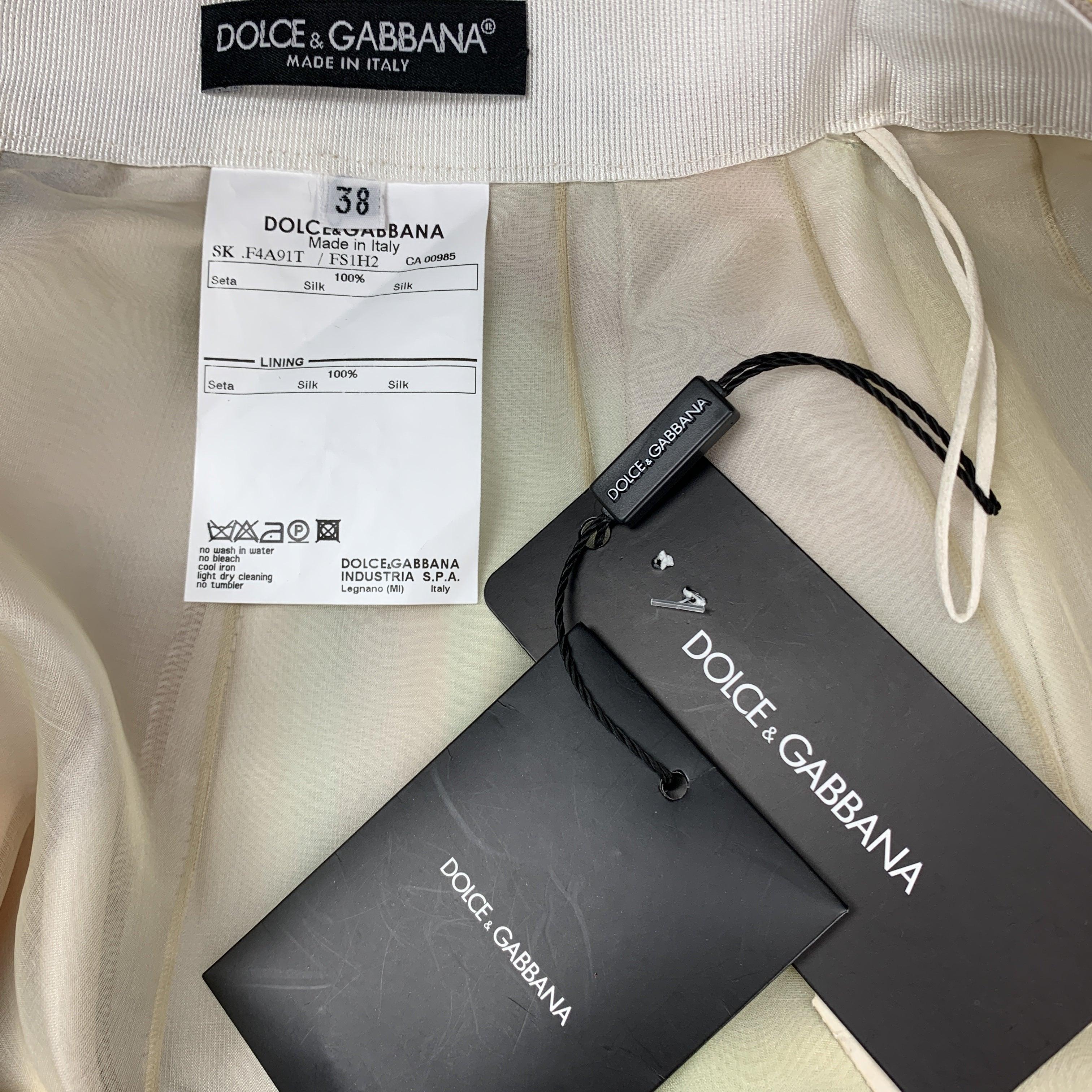 DOLCE & GABBANA Size 2 Multi-Color Watercolor Silk Satin Skirt For Sale 3
