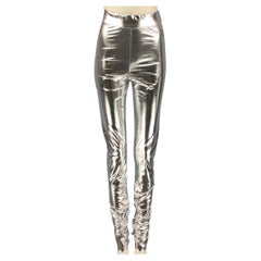 DOLCE & GABBANA Size 2 Silver Metallic Polyester Leggings