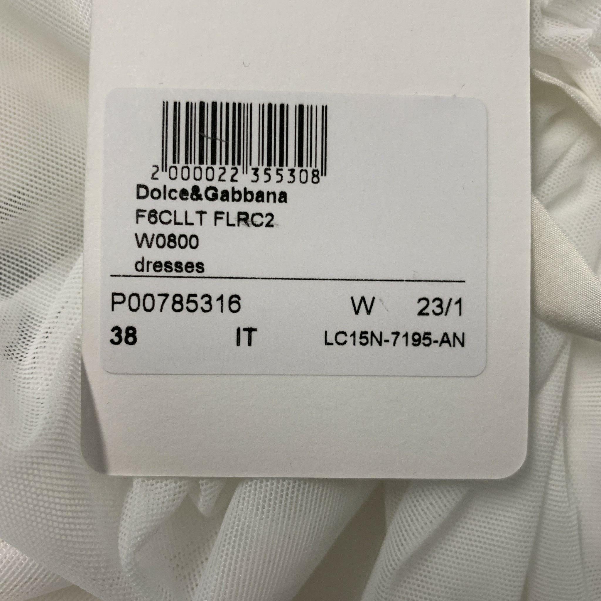 DOLCE & GABBANA Size 2 White Nylon Eastane Ruched Off-Shoulder Cocktail Dress 2