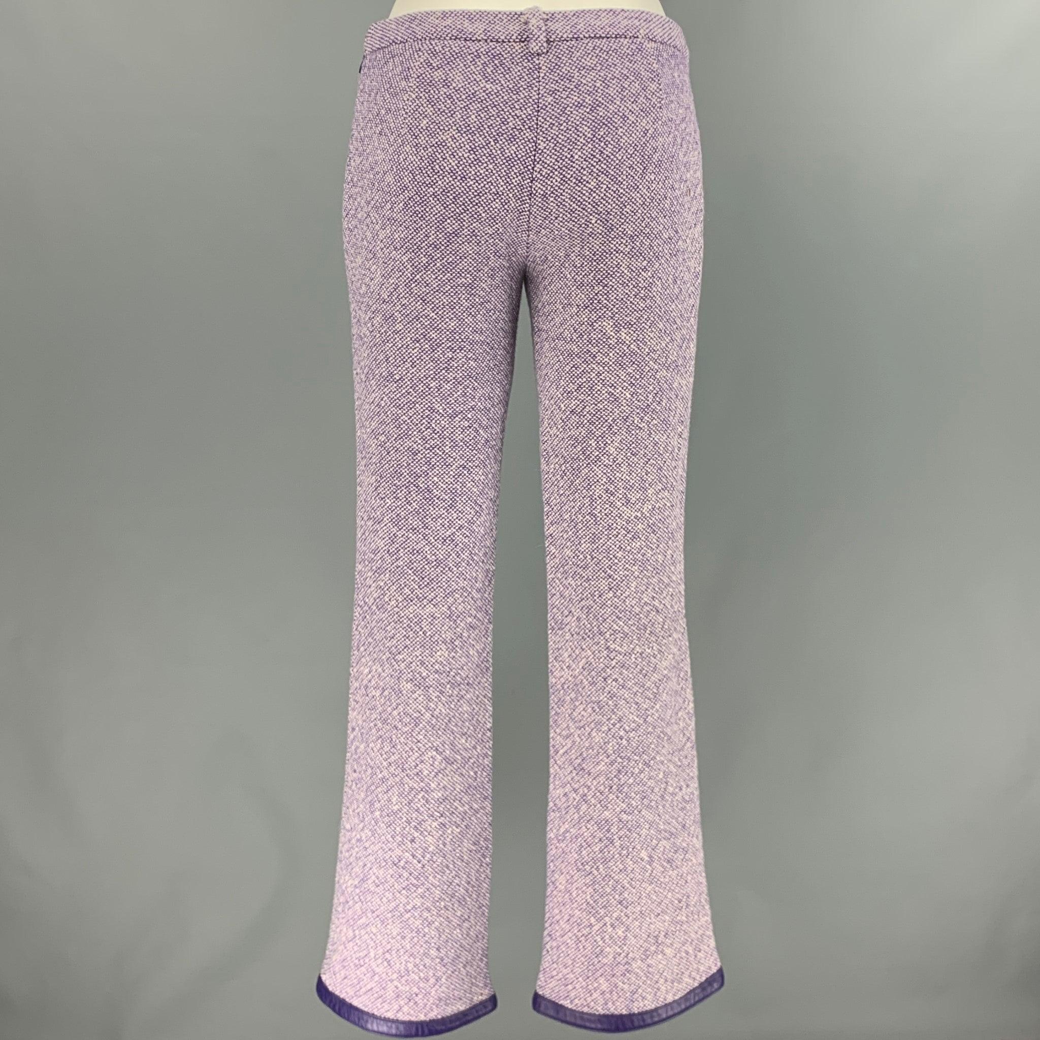 Women's DOLCE & GABBANA Size 26 Purple White Wool Blend Dress Pants For Sale