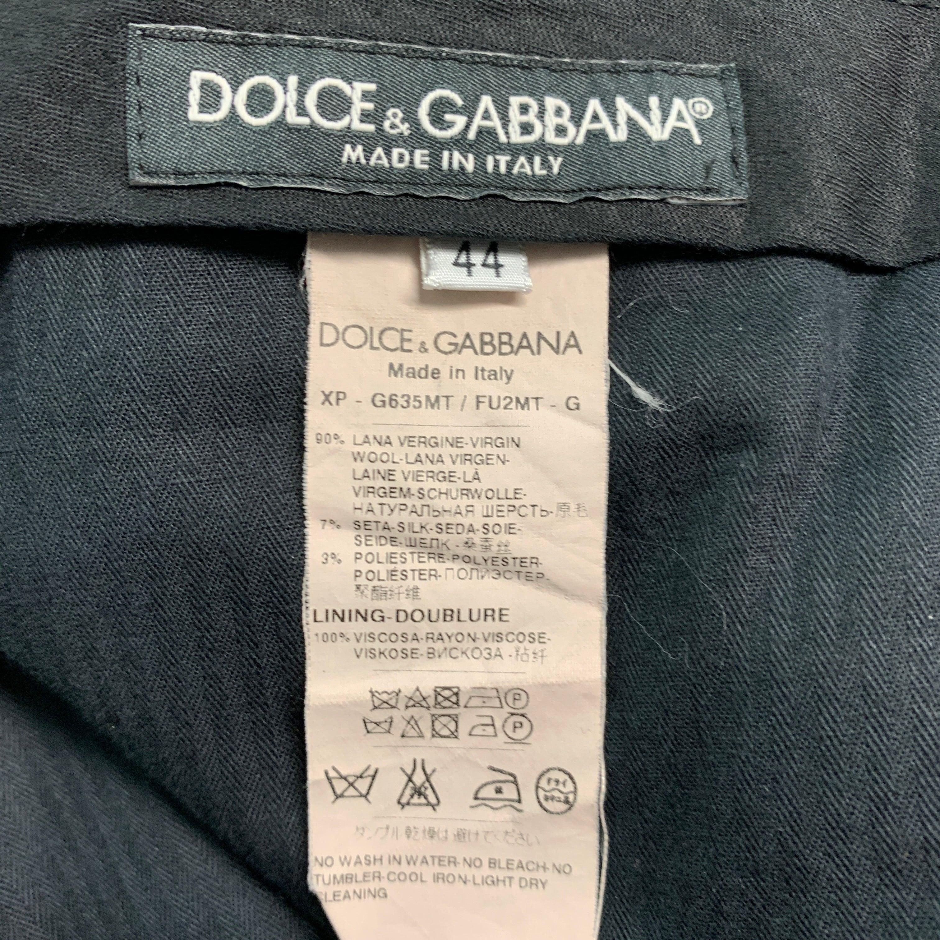 Men's DOLCE & GABBANA Size 28 Black Wool Blend Tuxedo Dress Pants For Sale