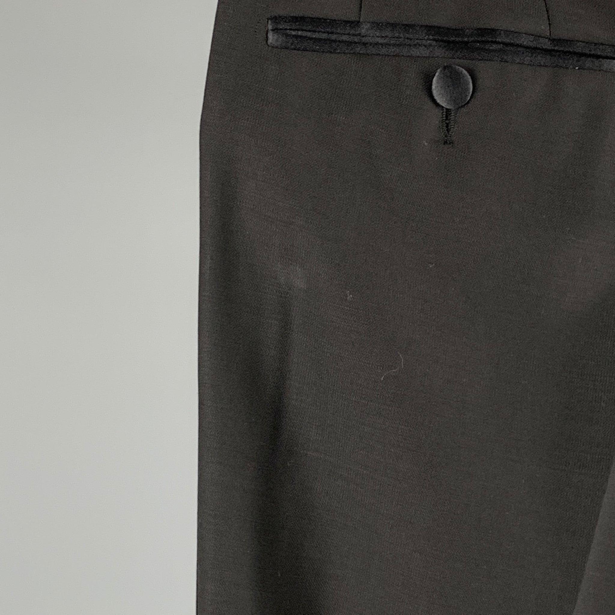 Men's DOLCE & GABBANA Size 28 Black Wool Tuxedo Dress Pants For Sale