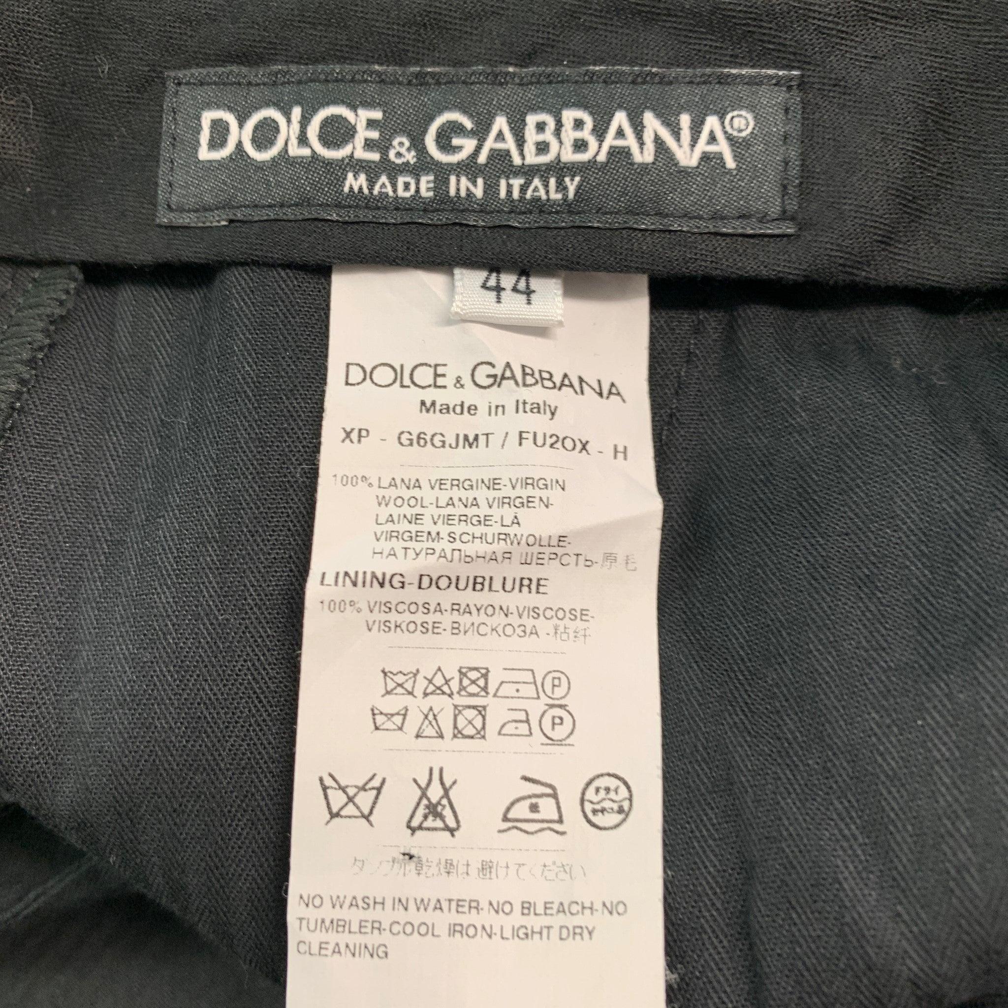 DOLCE & GABBANA Size 28 Black Wool Tuxedo Dress Pants For Sale 3