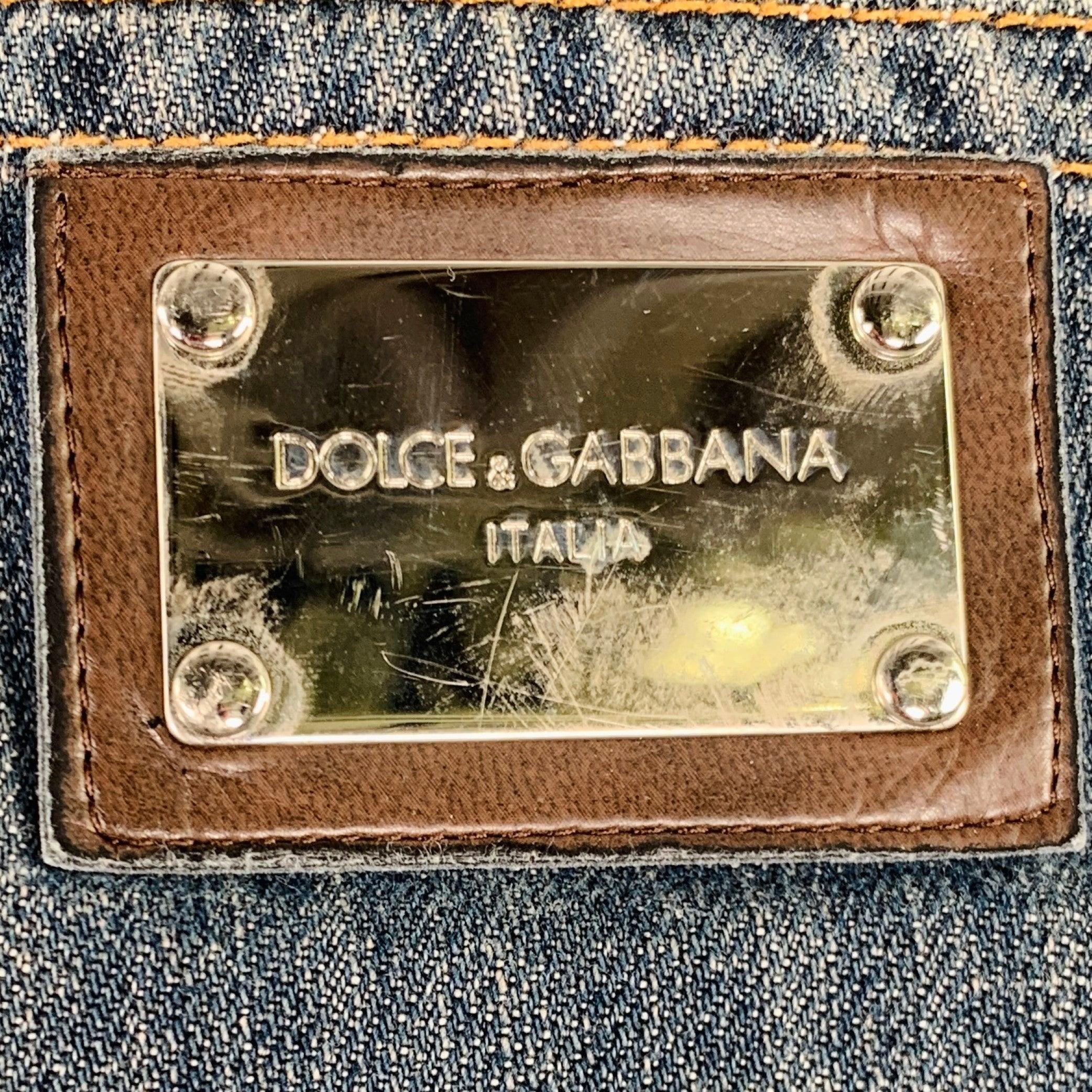 DOLCE & GABBANA Size 28 Blue Cotton Straight Jeans In Excellent Condition For Sale In San Francisco, CA