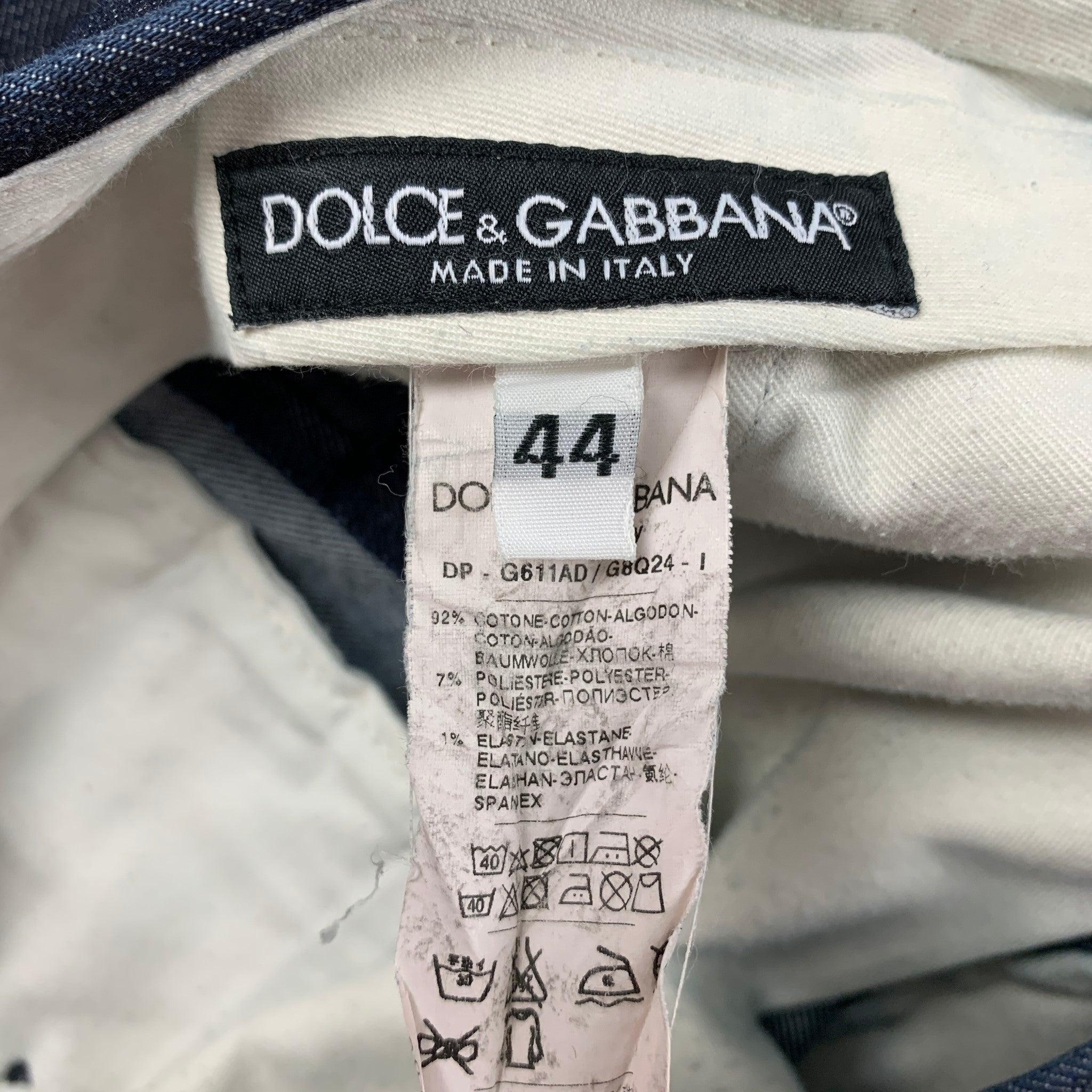 Men's DOLCE & GABBANA Size 28 Blue Indigo Cotton Blend Slim Cuffed Jeans For Sale