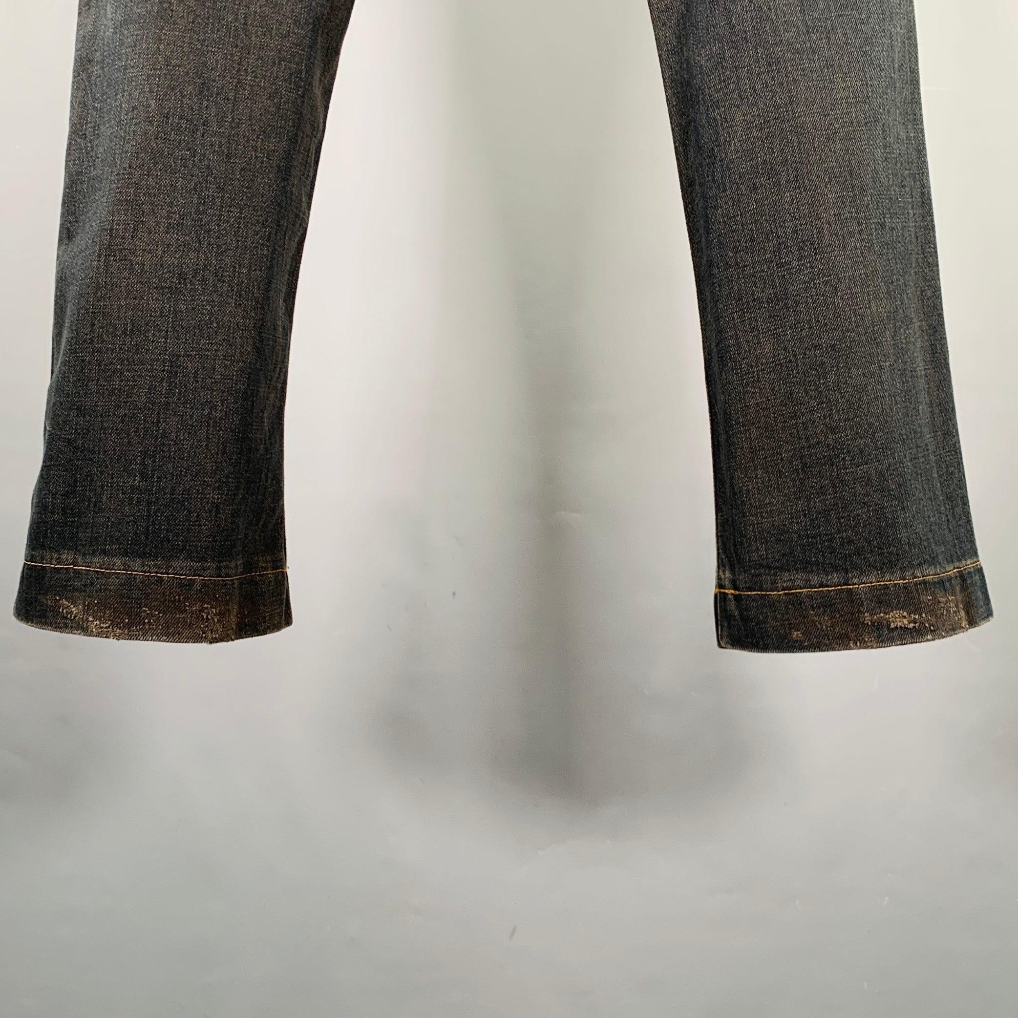 DOLCE & GABBANA Size 28 Grey Contrast Stitch Cotton Jeans For Sale 1