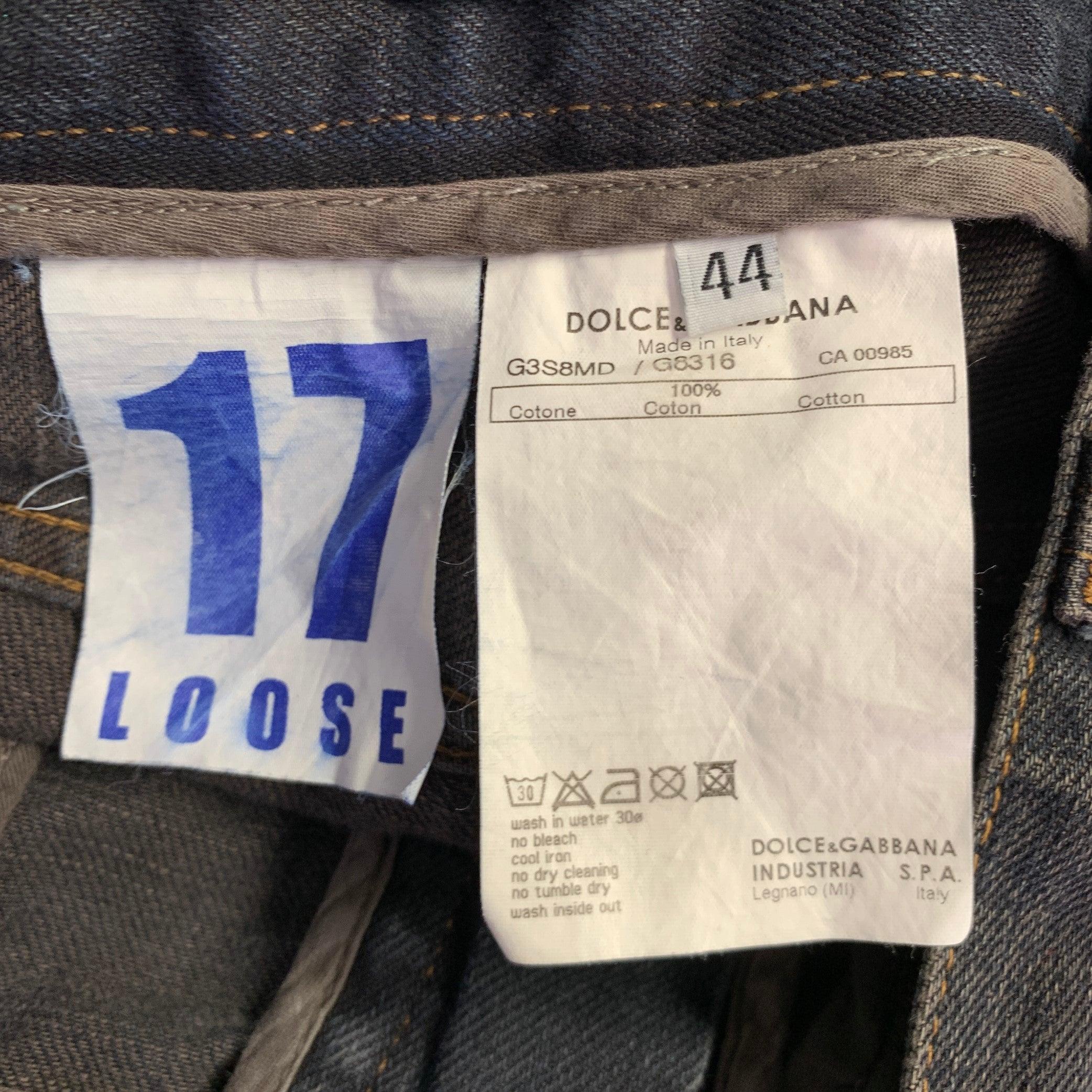 DOLCE & GABBANA Size 28 Grey Contrast Stitch Cotton Jeans For Sale 2