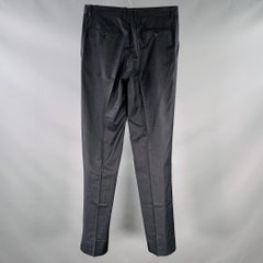DOLCE & GABBANA Size 30 Black Navy Dots Virgin Wool Silk Tapered Dress Pants