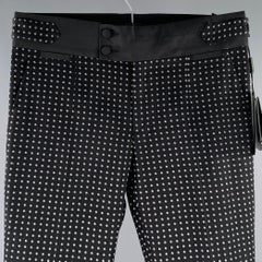DOLCE & GABBANA Size 30 Black White Dots Cotton Blend Tuxedo Dress Pants