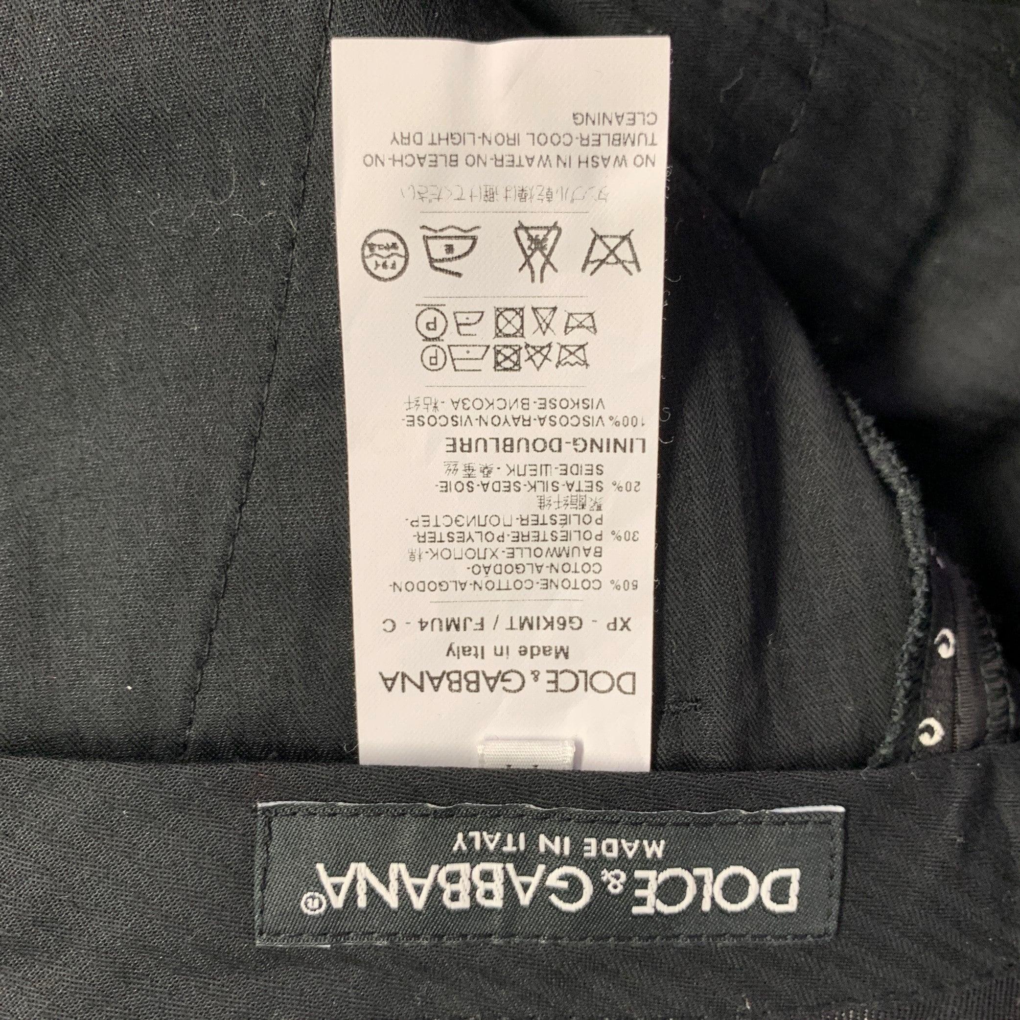 DOLCE & GABBANA Size 30 Black White Dots Cotton Blend Tuxedo Dress Pants For Sale 1