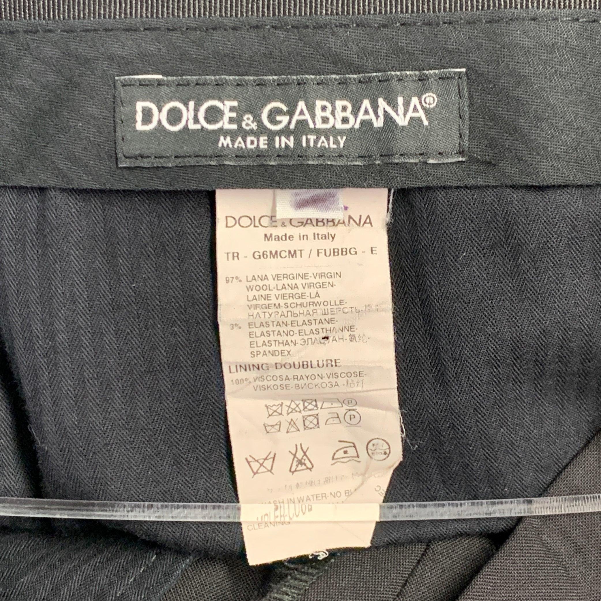 Noir DOLCE & GABBANA Taille 30 Pantalon habillé à fermeture éclair en laine noire en vente