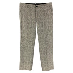DOLCE & GABBANA Size 30 Gray Plaid Wool Polyester Pleated Dress Pants