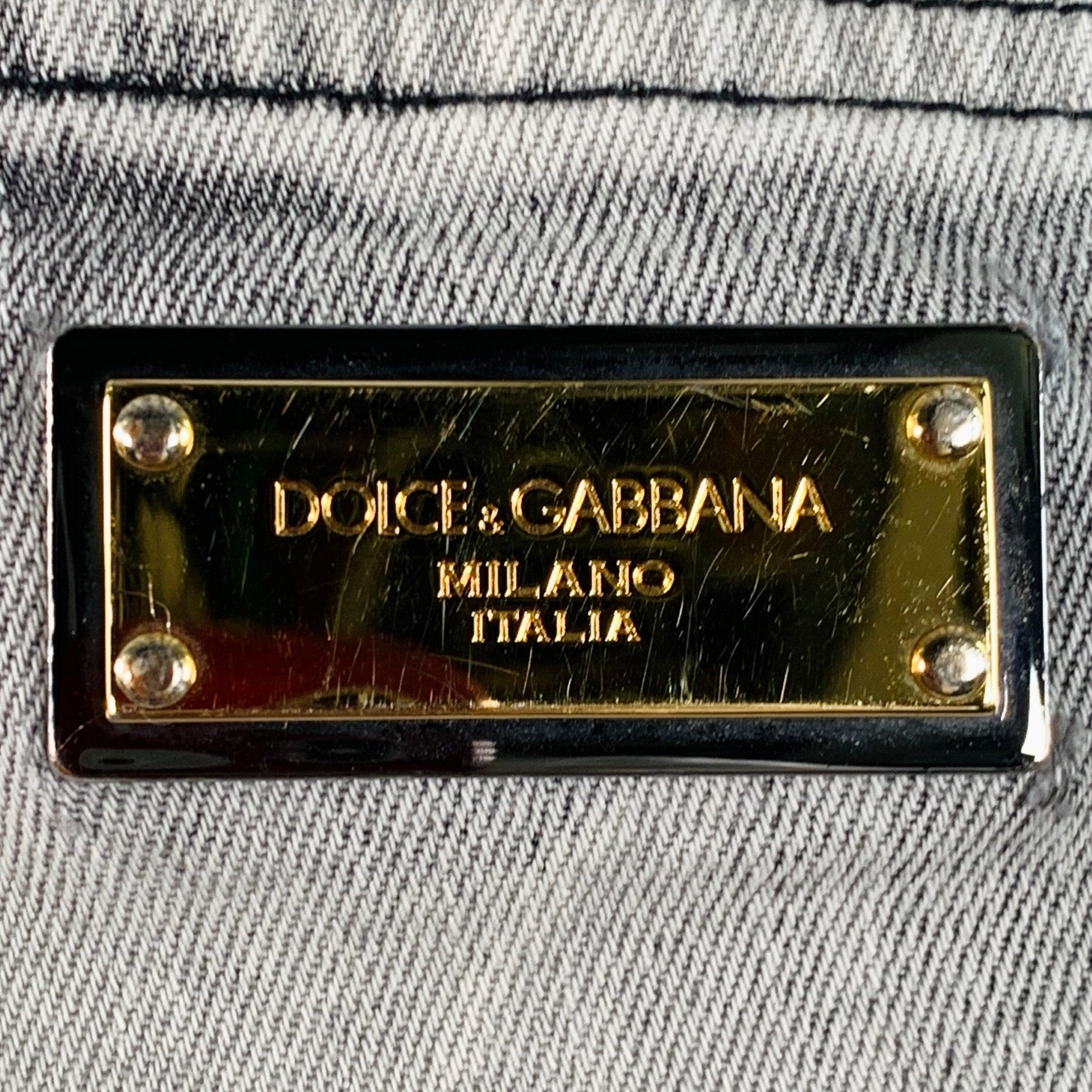 Dolce & Gabbana Taille 30 Jean skinny en sergé de coton mélangé gris à braguette zippée Bon état - En vente à San Francisco, CA