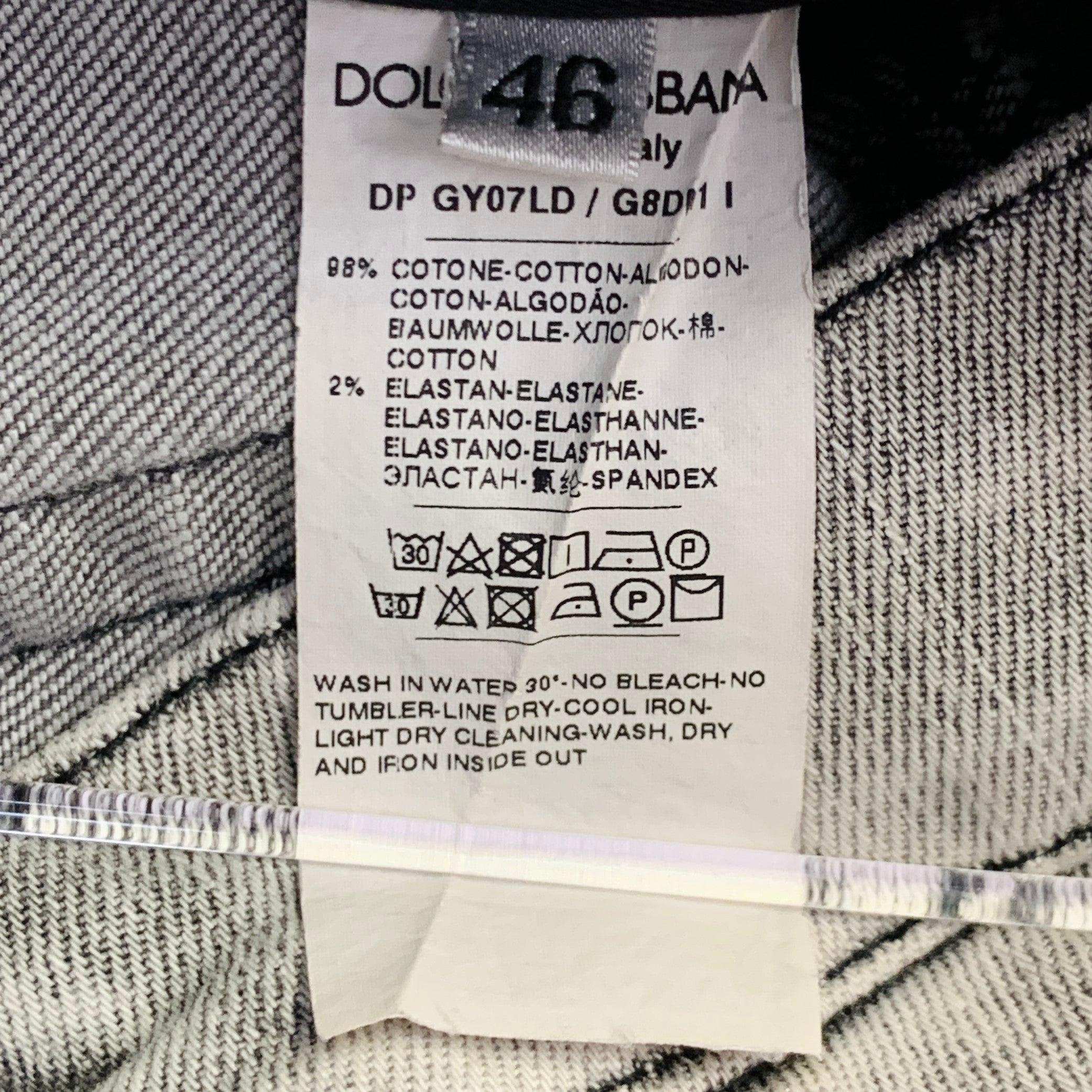 Dolce & Gabbana Taille 30 Jean skinny en sergé de coton mélangé gris à braguette zippée en vente 4
